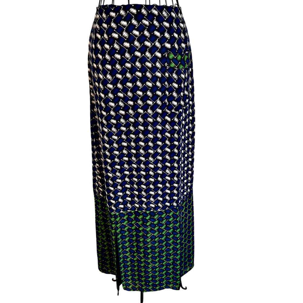 Vintage 80's Kenzo Paris Abstract Geo Check Maxi Skirt Chiffon Boho Tribal Retro